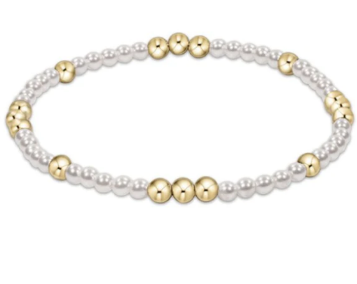 Worthy Pattern 3mm Bead Bracelet - Pearl