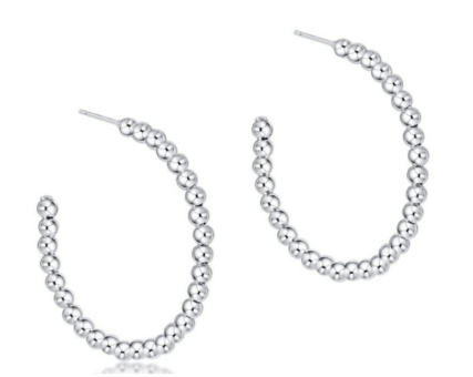 Beaded Classic 1.25" Post Hoop - 3mm Sterling