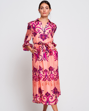 Ulla Border Maxi Dress "Pink Multi"