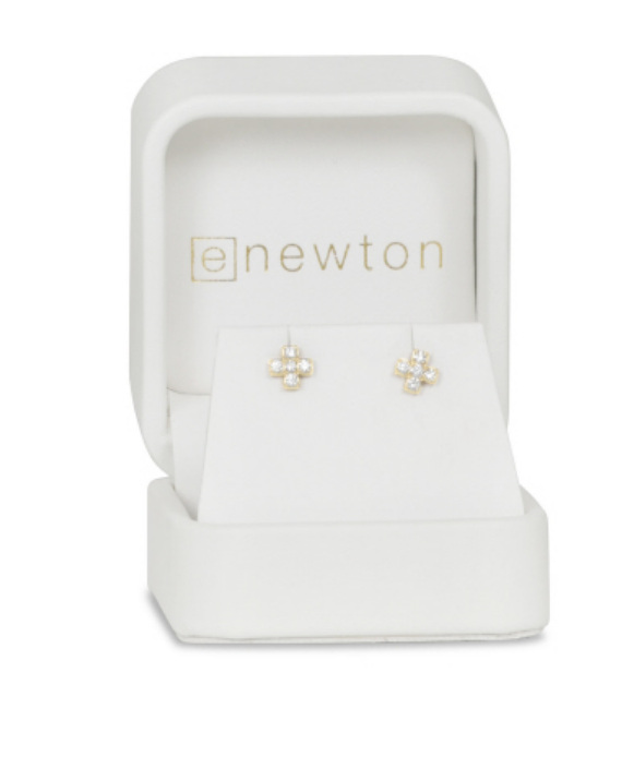 14kt Gold and Diamond Signature Cross Studs