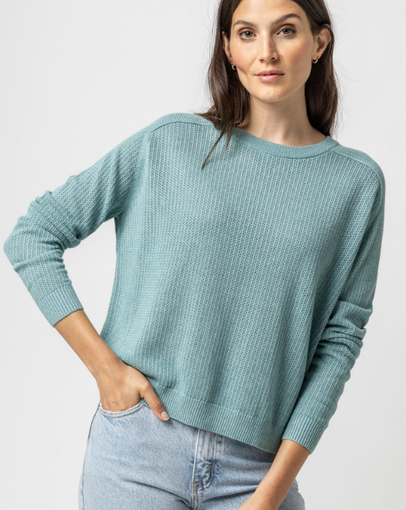 Saddle Sleeve Pullover Sweater "Sea Blue"