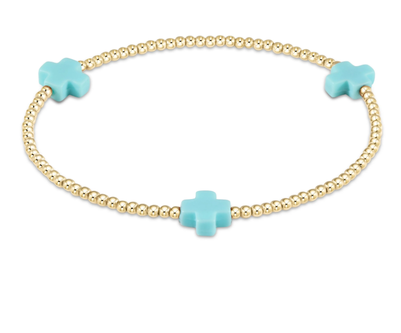 Signature Cross Gold Pattern 2mm Bead Bracelet