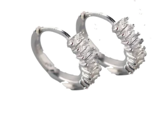 Baguette Huggie Hoops (Available in Gold or Silver)