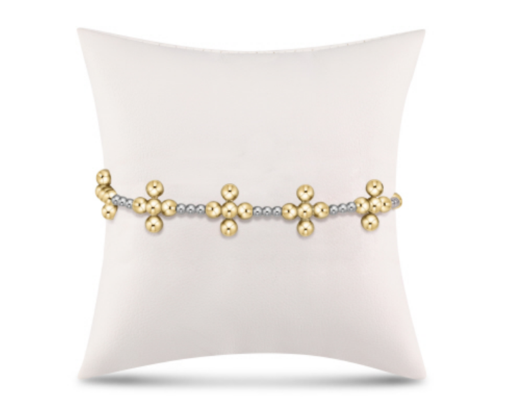 Signature Cross Sincerity Pattern Sterling 2.5mm Bead Bracelet - Classic Beaded Signature Cross Gold - 4mm Bead Gold