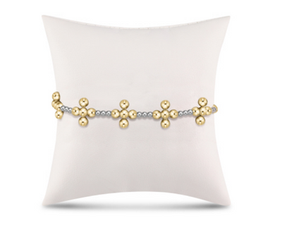 Signature Cross Sincerity Pattern Sterling 2.5mm Bead Bracelet - Classic Beaded Signature Cross Gold - 4mm Bead Gold