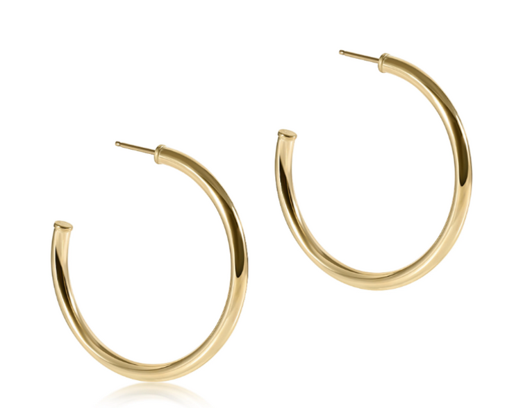 Round Gold 2" Post Hoop - 3mm - Smooth