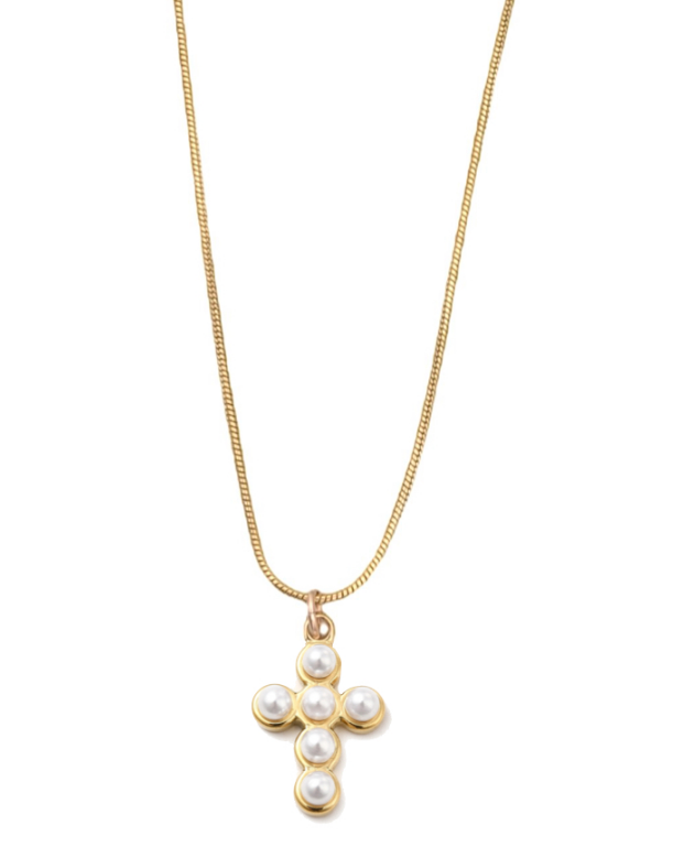 Forgiven Pearl Cross Necklace "Gold"