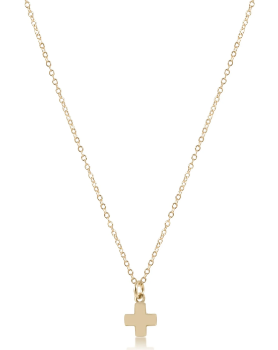 16" Necklace Gold - Signature Cross Small Gold Charm
