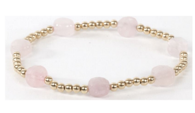 Admire Gold 3mm Bead Bracelet - Pink Opal