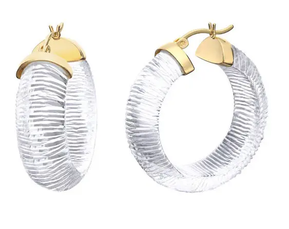 1.25" Clear Diamond Cut Wide Hoops