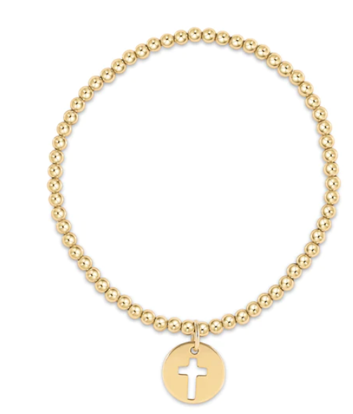 Extends Classic Gold 3mm Bead Bracelet - Blessed Gold Disc