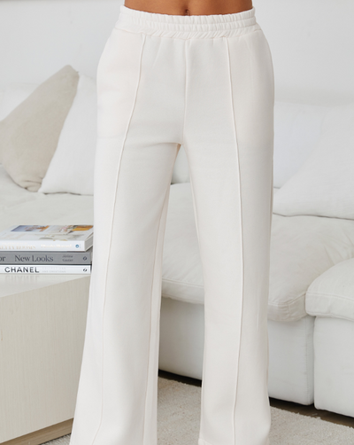 French Terry Wide Leg Sweatpant "Ivory"