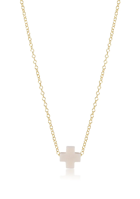 egirl 14" Necklace Gold - Signature Cross Off-White