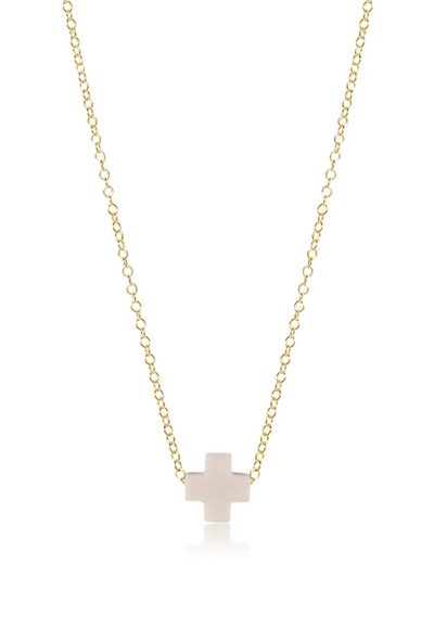 eGirl Signature Cross 14" Gold Necklace "Off White"