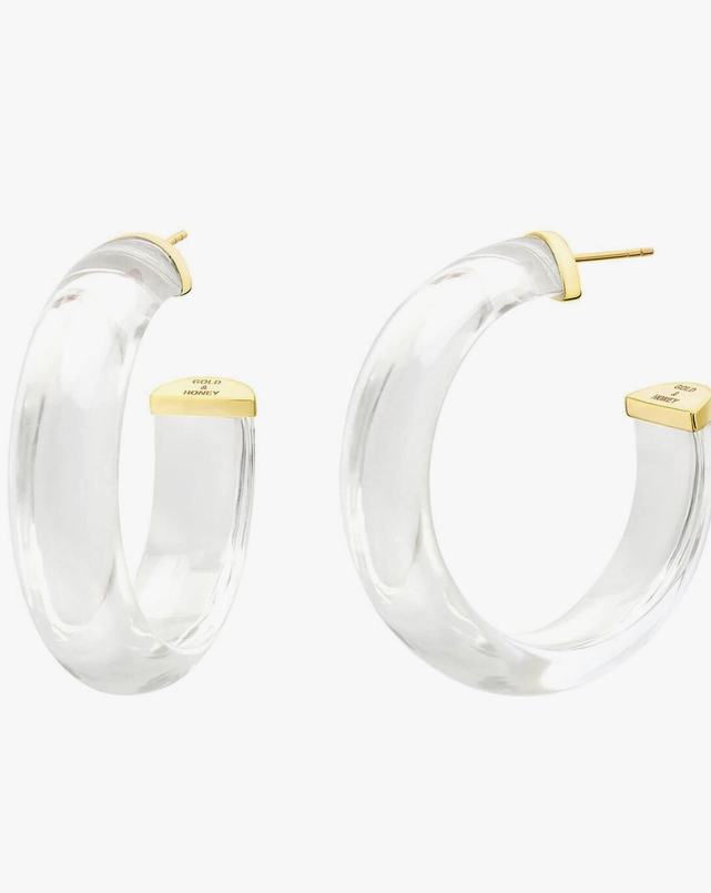 1.5" Small Clear Illusion Hoop Earrings