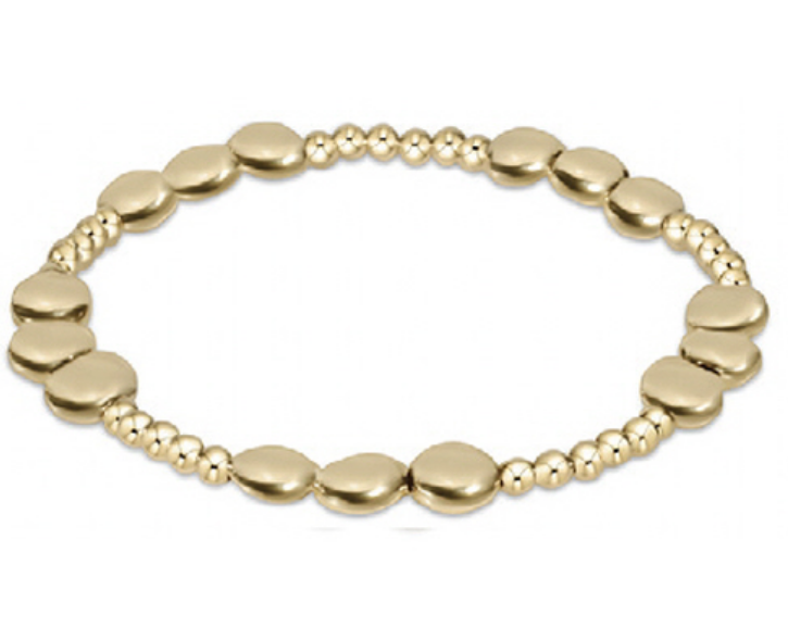Extends - Honesty Joy Pattern 6mm Bead Bracelet - Gold