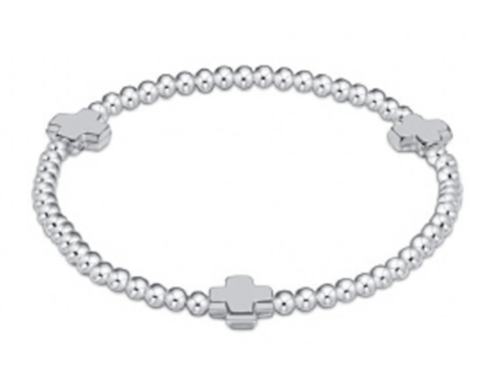 Extends - Signature Cross Sterling Pattern 3mm Bead Bracelet - Sterling