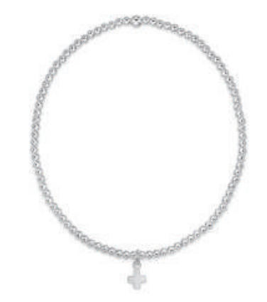 Classic Sterling 2mm Bead Bracelet - Signature Cross Small Sterling Charm