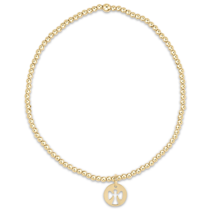 egirl Classic Gold 2mm Bead Bracelet - Guardian Angel Small Gold Disc