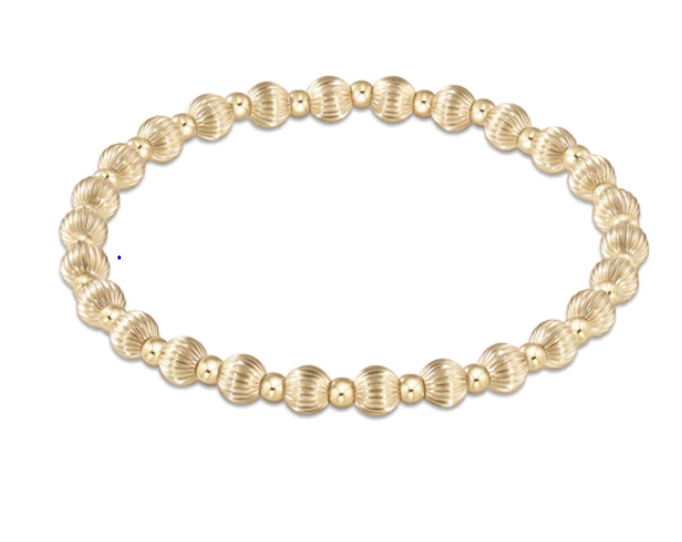 Extends - Dignity Grateful Pattern 5mm Bead Bracelet - Gold