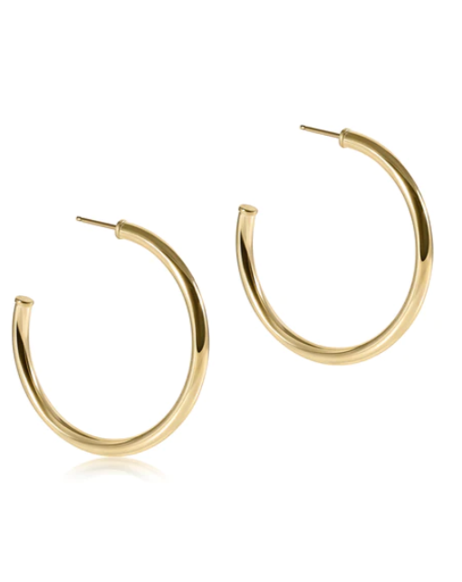 Round Gold 1.5" Post Hoop - 3mm - Smooth