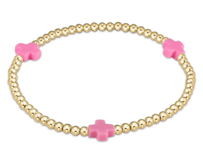 Signature Cross Gold Pattern 3mm Bead Bracelet