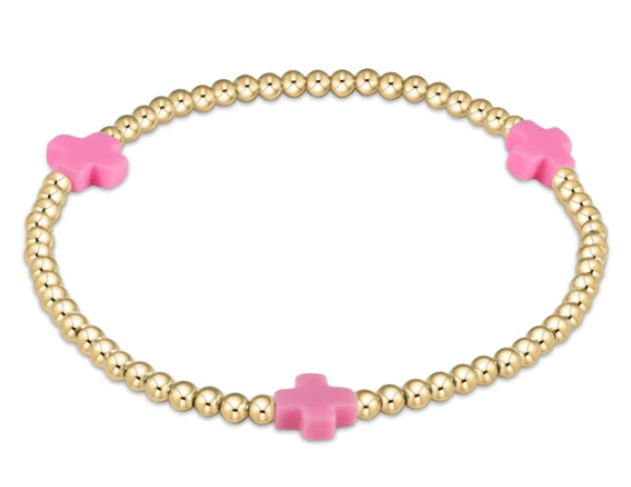 Signature Cross Gold Pattern 3mm Bead Bracelet