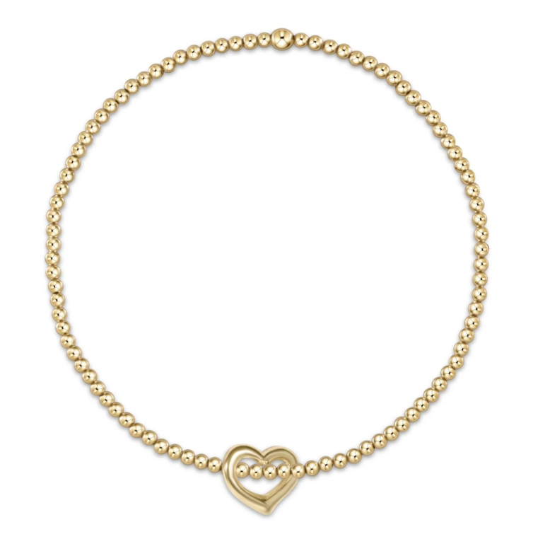 egirl Classic Gold 2mm Bead Bracelet - Love Small Gold Charm