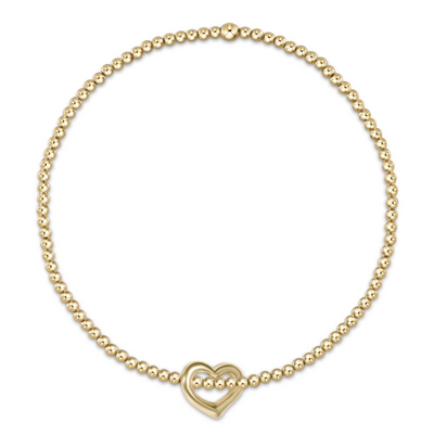 egirl Classic Gold 2mm Bead Bracelet - Love Small Gold Charm