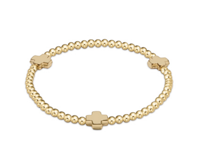 Signature Cross Gold Pattern 3mm Bead Bracelet - Gold