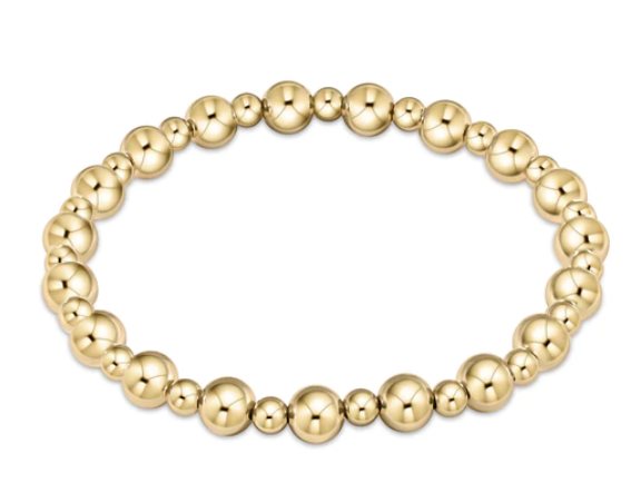 Classic Grateful Pattern 6mm Bead Bracelet - Gold