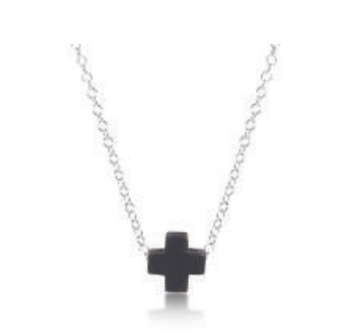16" Necklace Sterling - Signature Cross Charcoal