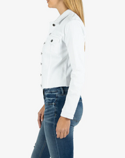 Kara Jacket with Frayed Hem "Optic White"