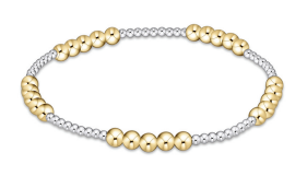 Classic Blissful Pattern 2mm Bead Bracelet - 4mm Mixed Metal