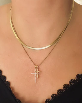 Double Crossed 2 Layer Necklace "Gold"
