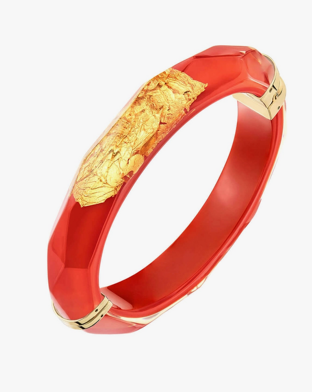 Carnelian 24k Gold Leaf Faceted Bangle