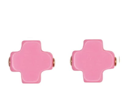 Signature Cross Stud - Bright Pink