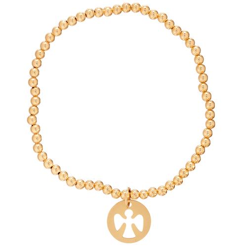 Classic Gold 3mm Bead Bracelet - Guardian Angel Gold Disc
