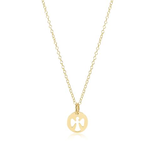 16" Necklace Gold - Guardian Angel Small Gold Disc
