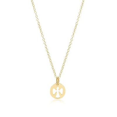 16" Necklace Gold - Guardian Angel Small Gold Disc