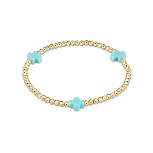 egirl Signature Cross Gold Pattern 3mm Bead Bracelet