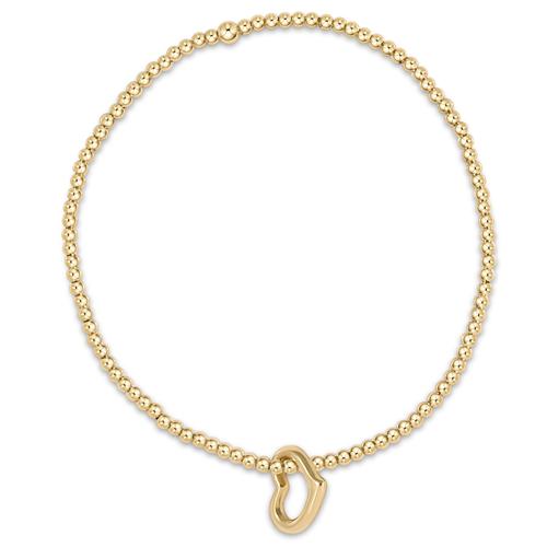 Classic Gold 2mm Bead Bracelet - Love Small Gold Charm