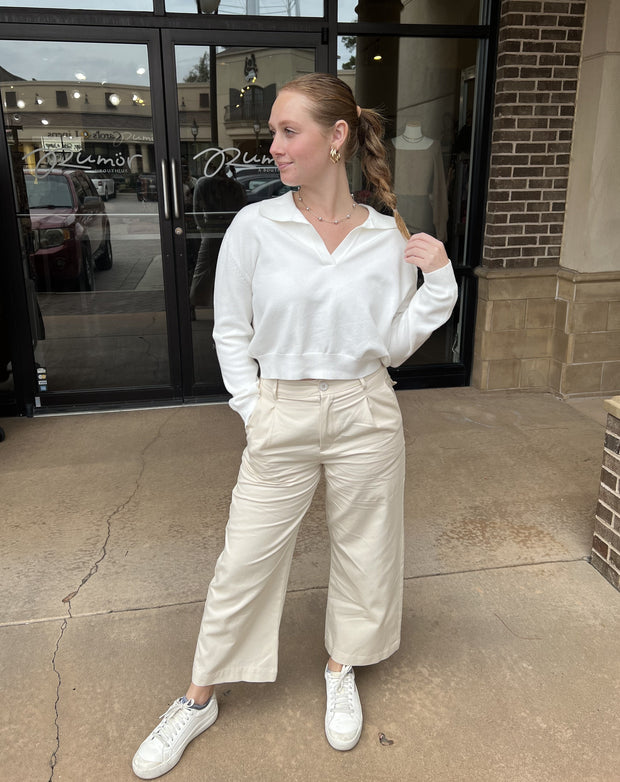 Cropped Wide Leg Pants "Taupe"