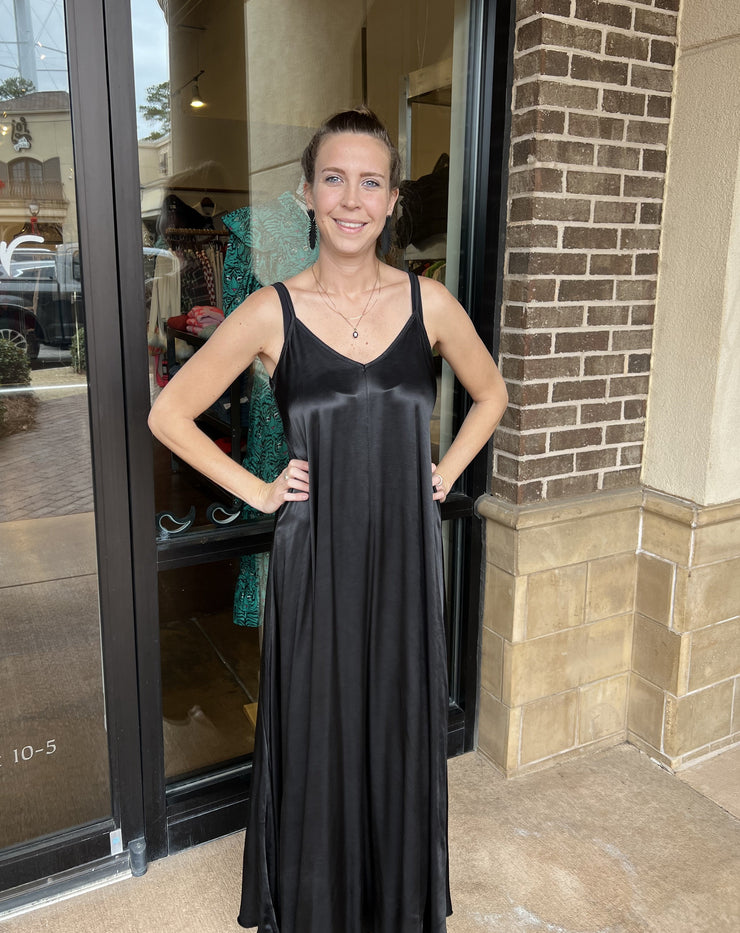 Silky Slip Maxi Dress "Black"