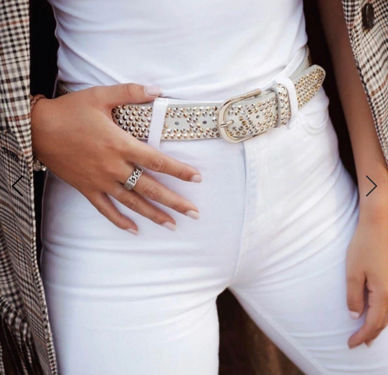 Zina Studded Gold Buckle Belt