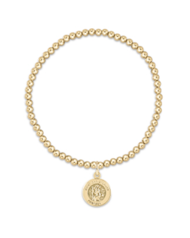 Classic Gold 3mm Bead Bracelet - Protection Gold Disc