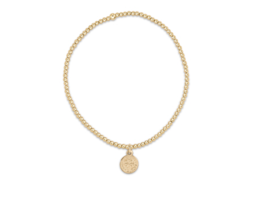 Classic Gold 2mm Bead Bracelet - Blessing Small Gold Disc