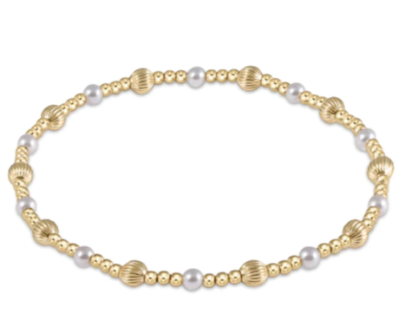 Dignity Sincerity Pattern 4mm Bead Bracelet - Pearl