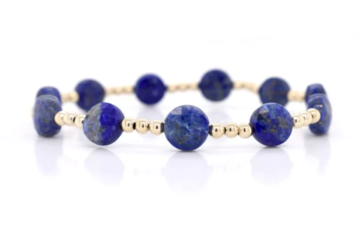 Admire Gold 3mm Bead Bracelet - Lapis