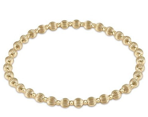 Dignity Grateful Pattern 4mm Bead Bracelet - Gold